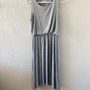 LOFT gray midi cotton dress with elastic waist M